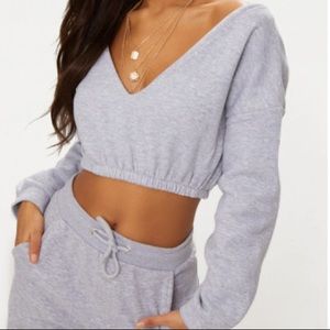 Off Shoulder Sweater Crop Top